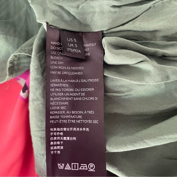 Anthropologie Mireille Green Pink Floral Print Pleated Midi Dress 37385 - Picture 8 of 11